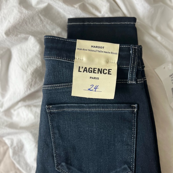 L’AGENCE Margot Navy Blue High Rise Skinny Jeans - Picture 6 of 6